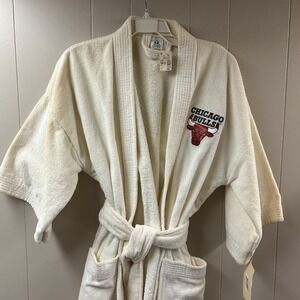 Vintage Chicago Bulls Bath Robe McArthur Towels White Deadstock New with Defects